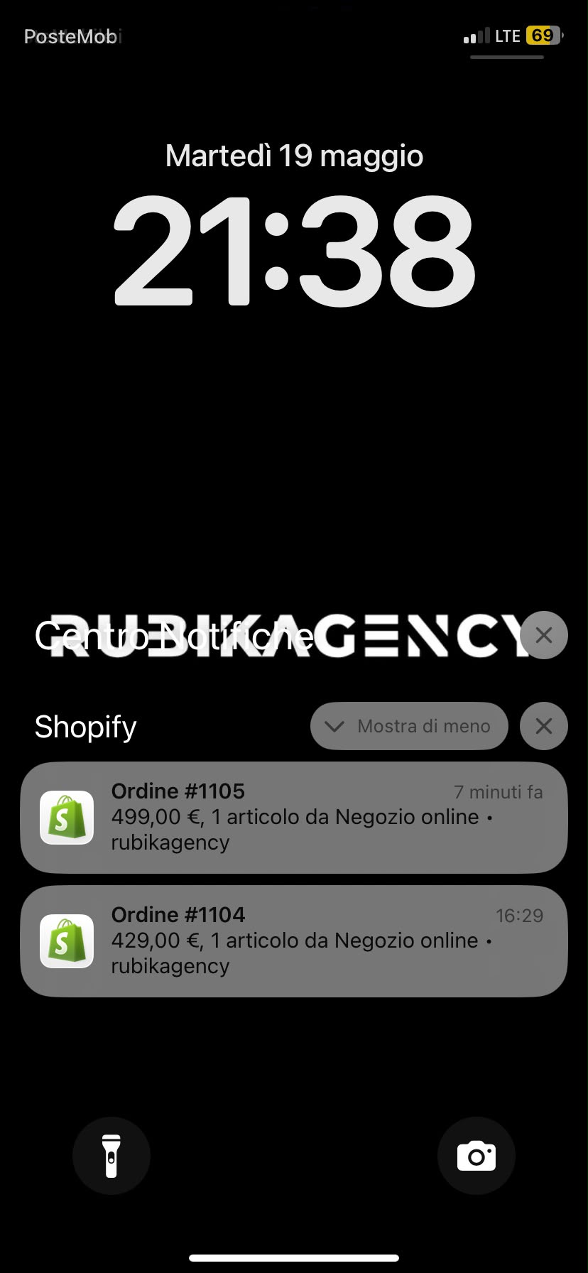 Notifica ordine Shopify rubikagency